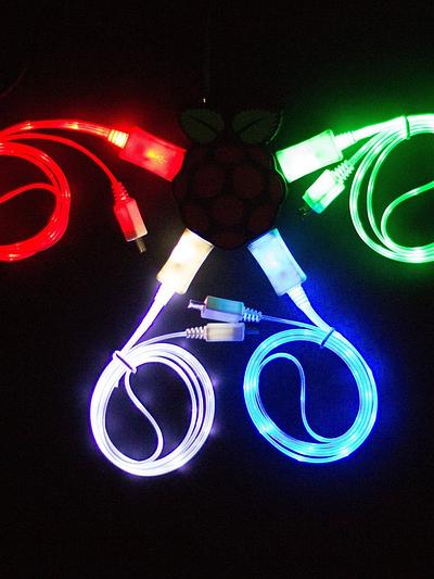 Glowing USB cable - varied colours