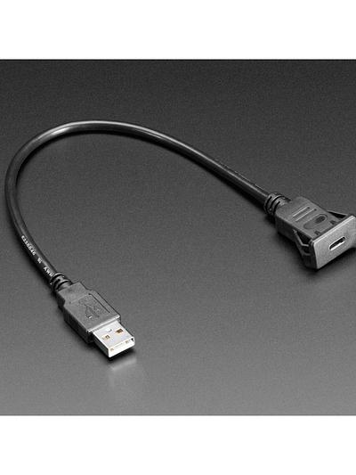 Snap-In Panel Mount Cable - USB C Socket to USB A Plug