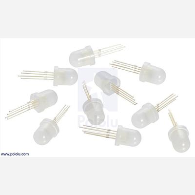 Addressable Through-Hole 8mm RGB LED with Diffused Lens, WS2811 Driver (10-Pack)