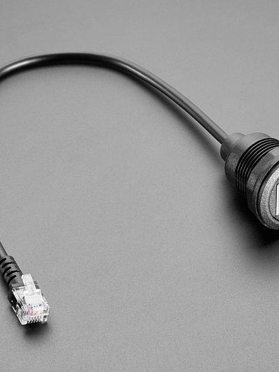 RJ-12 or RJ-11 Telephone Round Panel Mount Extension Cable
