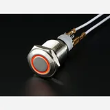 Weatherproof Metal Pushbutton with Red LED Ring [16mm Red Momentary] - Image 1