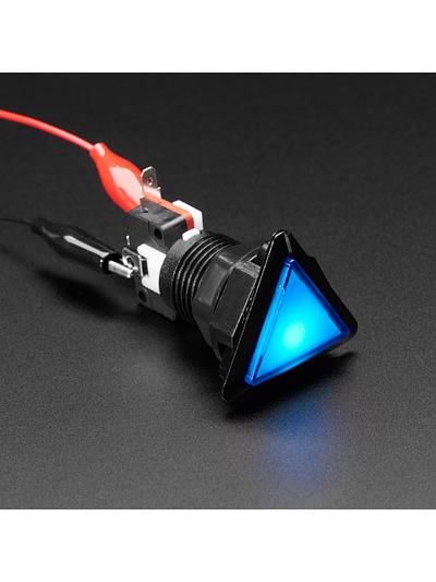 LED Illuminated Triangle Pushbutton A.K.A 1960s Sci-Fi Buttons - Blue