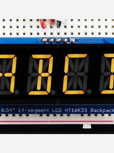 Quad Alphanumeric Display - Yellow 0.54 Digits w/ I2C Backpack