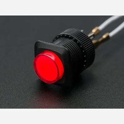 16mm Illuminated Pushbutton - Red Latching On/Off Switch