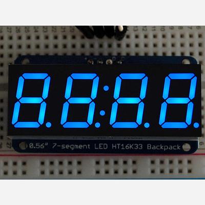 Adafruit 0.56 4-Digit 7-Segment Display w/I2C Backpack - Blue