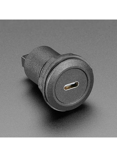 USB C Jack to USB A Jack Round Panel Mount Adapter