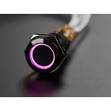 Rugged Metal Pushbutton with Black Finish - 16mm 6V RGB Latching - Image 1