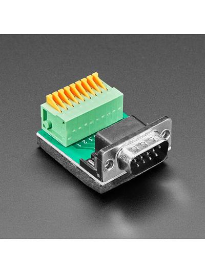 DE-9 (DB-9) Male Plug to Terminal Spring Block Adapter