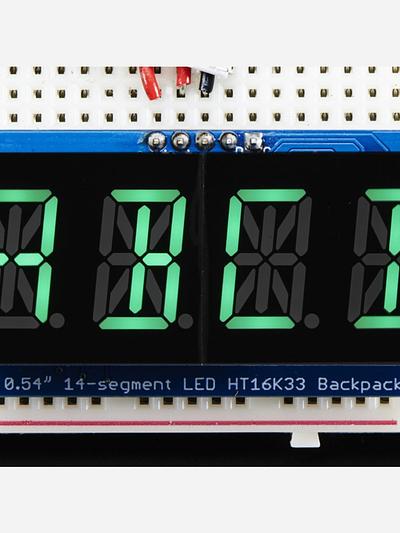 Quad Alphanumeric Display - Pure Green 0.54 Digits w/ Backpack