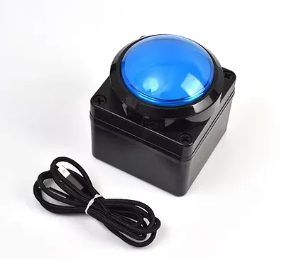 Big Game Button with Enclosure 100mm USB Blue