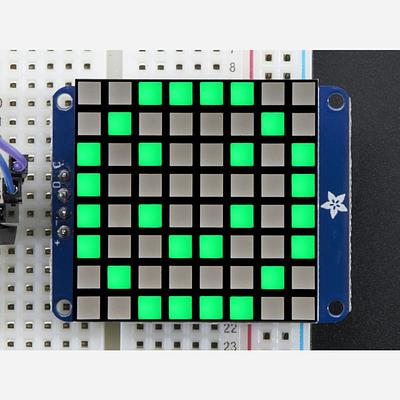 Small 1.2 8x8 Bright Square LED Matrix + Backpack - Green