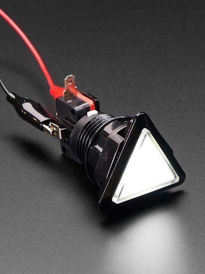 LED Illuminated Triangle Pushbutton A.K.A 1960s Sci-Fi Buttons - White