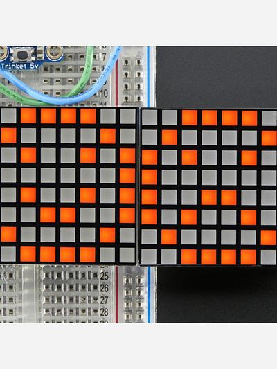 16x8 1.2 LED Matrix + Backpack - Ultra Bright Square Amber LEDs