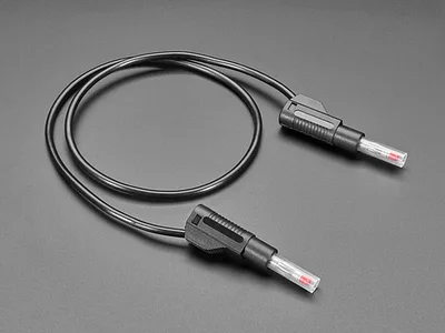 Retractable Stacking Banana Plug Cable - Black 0.5 meter long