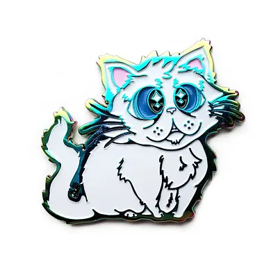 Floof Cat Enamel Pin | White