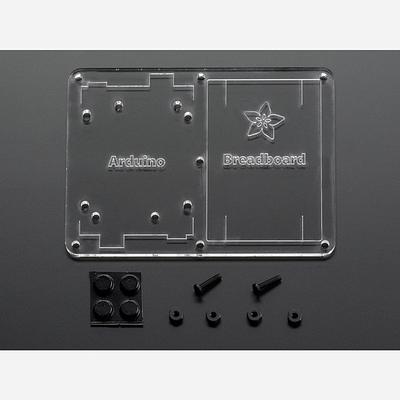 Plastic mounting plate for breadboard and Arduino - rubber feet!
