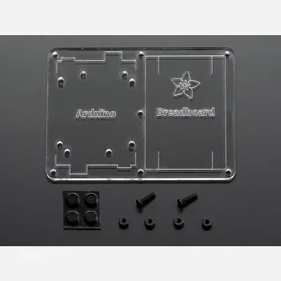Plastic mounting plate for breadboard and Arduino - rubber feet!