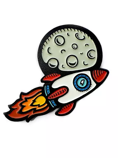 To The Moon Rocketship Enamel Pin