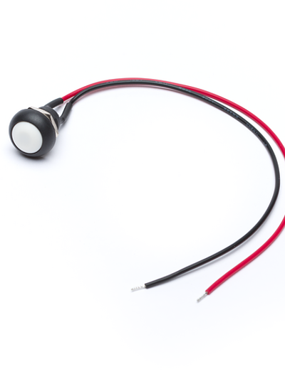 12mm Momentary Push Button Dome with Wires - White