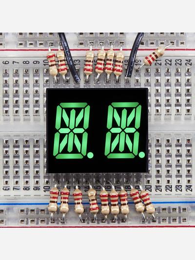 Dual Alphanumeric Display - Green 0.54 Digit Height - Pack of 2