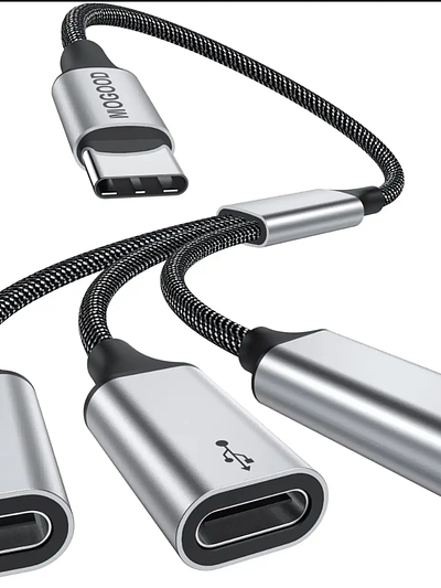 USB C to 3 USB C Splitter Y Cable 3 USB-C Female Cord Converter 3 Port Hub Charger Power Split Adapter