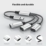 USB C to 3 USB C Splitter Y Cable 3 USB-C Female Cord Converter 3 Port Hub Charger Power Split Adapter - Image 2