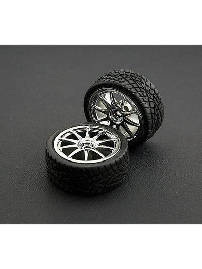 D65mm Rubber Wheel Pair - Silver (Without Shaft)