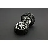 D65mm Rubber Wheel Pair - Silver (Without Shaft) - Image 1