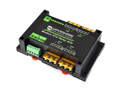 4-Channel Industrial Modbus RTU Relay Module – 30A, RS485, LED Indicators, Rail-Mount