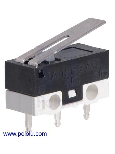 Mini Snap-Action Switch with 13.5mm Lever: 3-Pin, SPDT, 1A