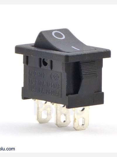 Rocker Switch: 3-Pin, SPDT, 10A