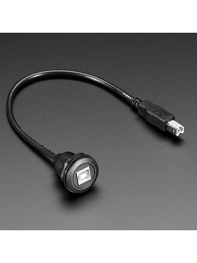 USB B Round Panel Mount Extension Cable - 30cm