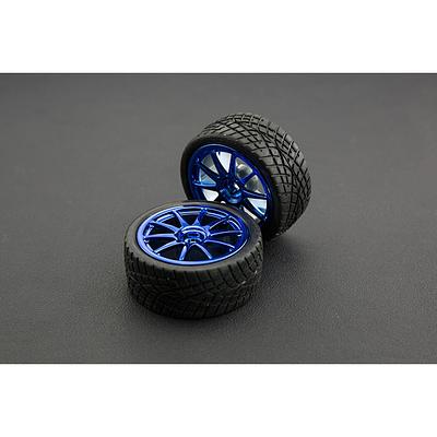 D65mm Rubber Wheel Pair - Blue (Without Shaft)