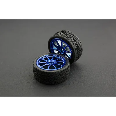 D65mm Rubber Wheel Pair - Blue (Without Shaft)