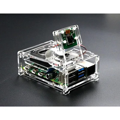 Raspberry Pi 4B acrylic case with cooling fan compatible with 3.5 inch screen and camera