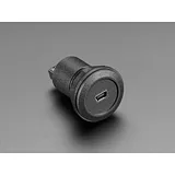 USB Mini B Jack to USB A Jack Round Panel Mount Adapter - Image 1