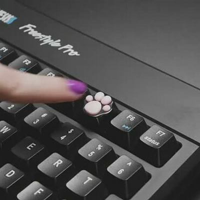 Black Aluminum Kitty Paw Keycap with Pink Silicone Toes