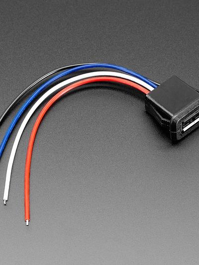 Snap-In Panel Mount Cable - USB Type A Socket to 4 Wires