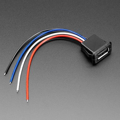 Snap-In Panel Mount Cable - USB Type A Socket to 4 Wires