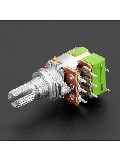 Panel Mount 10K Dual Linear Potentiometer w/ On-Off Switch [10K Dual Linear w/ Switch]