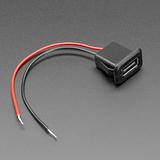 Snap-In Panel Mount Cable - USB-A Socket to 2 Wires - Image 1