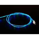 USB micro B Cable with LEDs - Blue and Green - 1 meter - Image 1