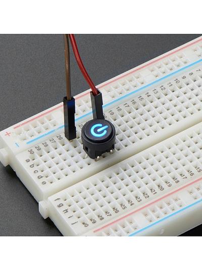 Mini Illuminated Momentary Pushbutton - Blue Power Symbol