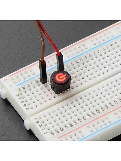 Mini Illuminated Momentary Pushbutton - Red Power Symbol