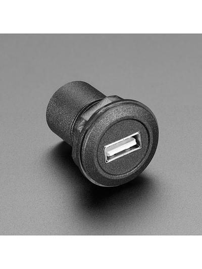 USB A Jack to Micro USB B Jack Round Panel Mount Adapter