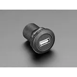 USB A Jack to Micro USB B Jack Round Panel Mount Adapter - Image 1