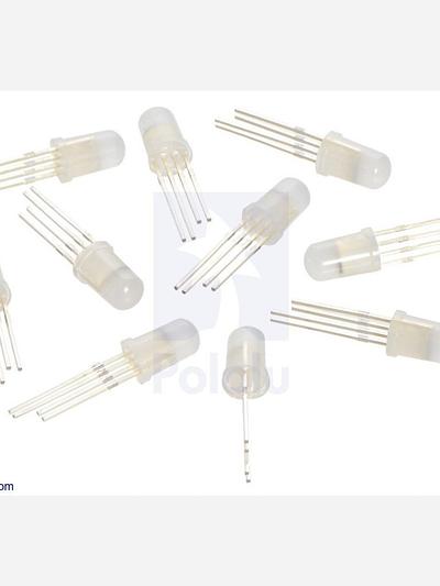 Addressable Through-Hole 5mm RGB LED with Diffused Lens, WS2811 Driver (10-Pack)