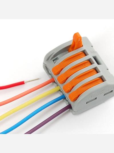 Snap-action 5-Wire Block Connector (12-28 AWG) - Pack of 3