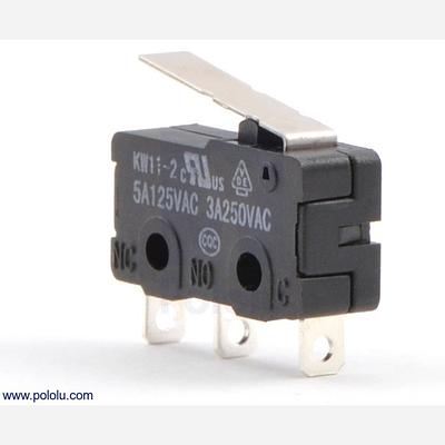 Snap-Action Switch with 16.7mm Lever: 3-Pin, SPDT, 5A