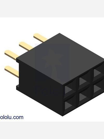 0.100" (2.54 mm) Female Header: 2x3-Pin, Straight